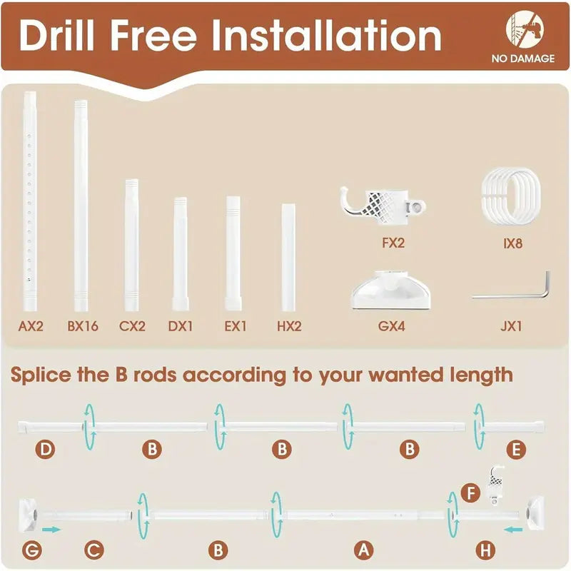 Adjustable Bedroom Partition Rod(Curtains NOT Included) - Heavy-Duty Room Divider Curtain Rod for 4-10 Ft High and 28-70 in Wide Spaces - No Drill Freestanding Separator Freestanding Tension Curtain Stand