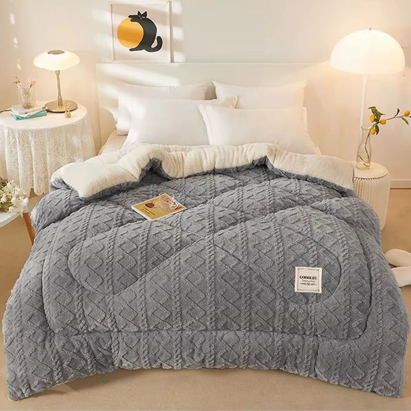 Super Thick Autumn Winter Warm Blanket for Bed Artificial Lamb Cashmere Weighted Blanket Soft Comfortable Warmth Quilt Comforter