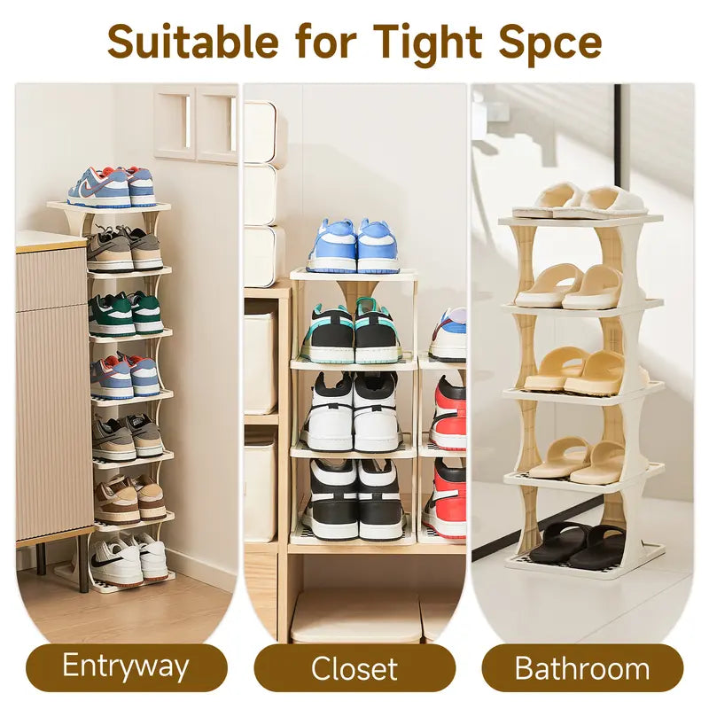 UFORU 6-9 Layer Vertical Detachable Stackable Shoe Rack - Home Closet Organizer, Shelf for Small Room Organization Products, Apartment Accessories, Footwear Storage Solution
