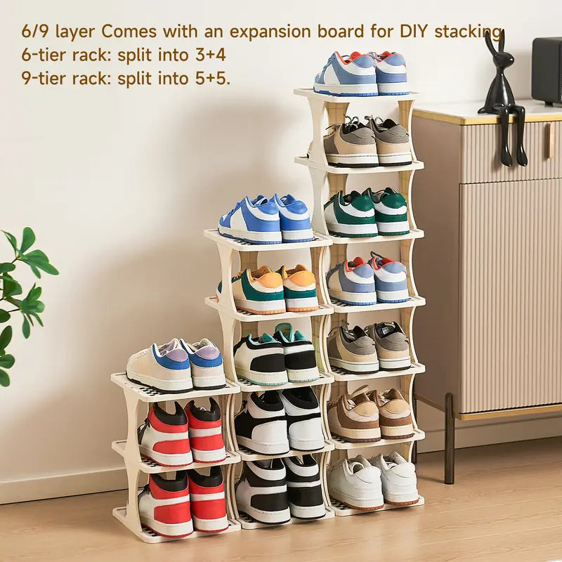 UFORU 6-9 Layer Vertical Detachable Stackable Shoe Rack - Home Closet Organizer, Shelf for Small Room Organization Products, Apartment Accessories, Footwear Storage Solution