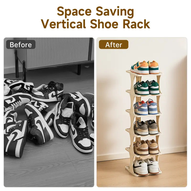 UFORU 6-9 Layer Vertical Detachable Stackable Shoe Rack - Home Closet Organizer, Shelf for Small Room Organization Products, Apartment Accessories, Footwear Storage Solution