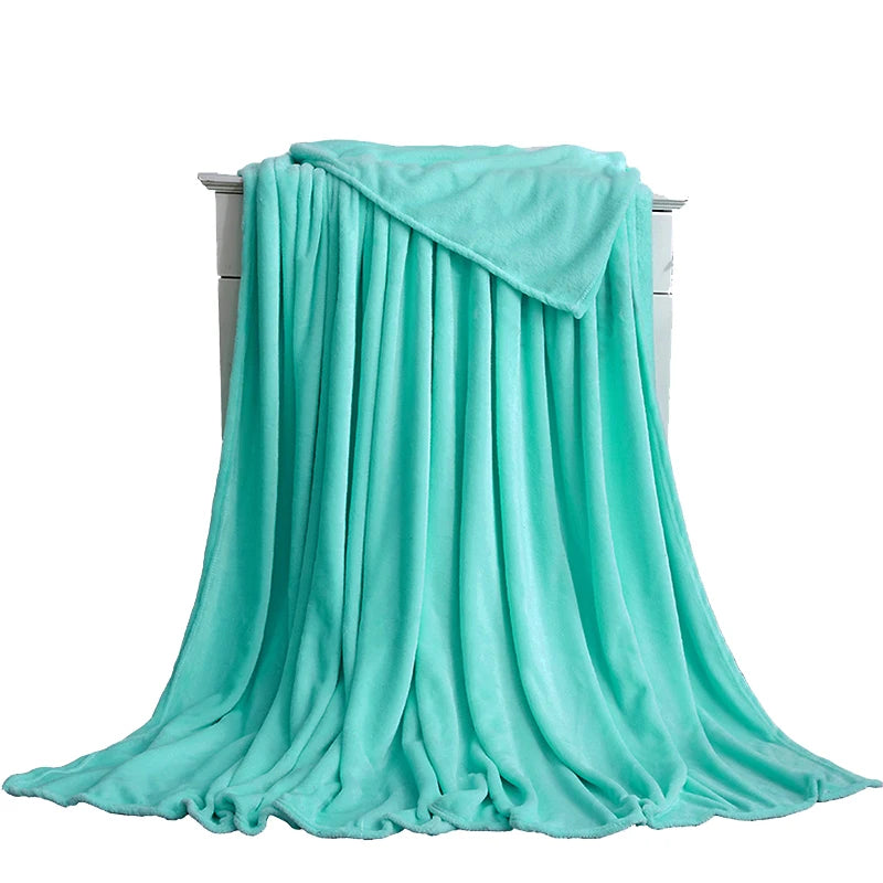 230Gsm Soft Coral Fleece Flannel Blankets Solid Thin Light Weght Sofa Cover Bedspread Faux Fur Plaid Blankets