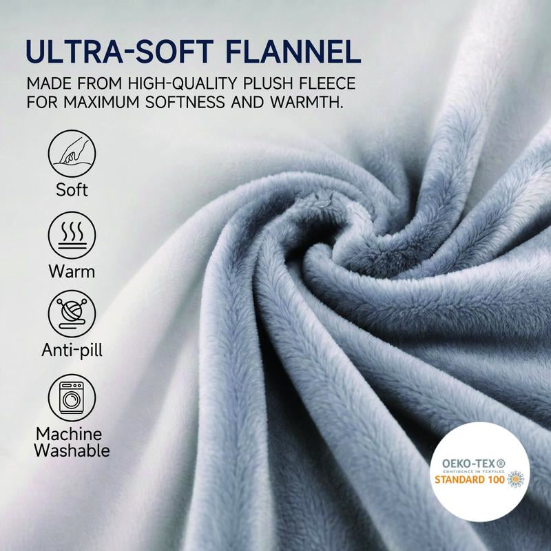 VIZIM 3-In-1 Portable Skin-Friendly Breathable Polyester Fiber Blanket & Pillow Set, 59.06X47.24In Airplane Set with Inflatable Sleeping Pillow, Eye Mask & Storage Bag for Flights, Road Trips, Portable Blanket