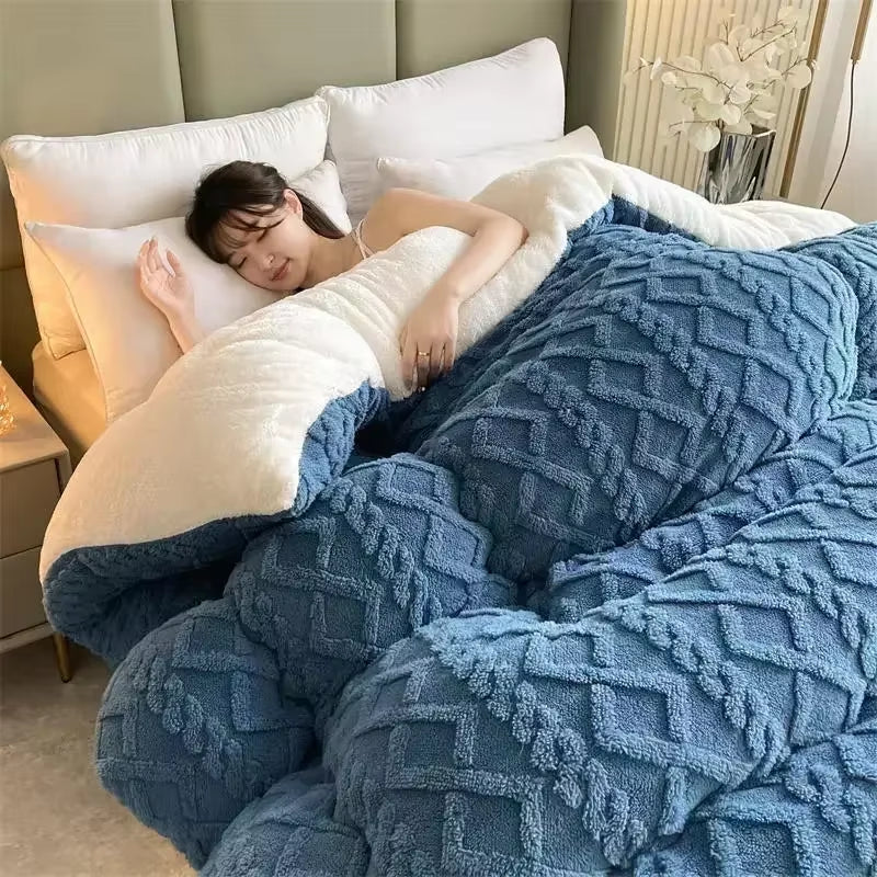 Super Thick Autumn Winter Warm Blanket for Bed Artificial Lamb Cashmere Weighted Blanket Soft Comfortable Warmth Quilt Comforter