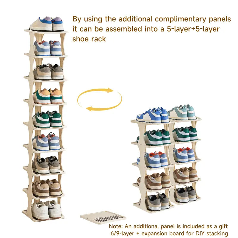UFORU 6-9 Layer Vertical Detachable Stackable Shoe Rack - Home Closet Organizer, Shelf for Small Room Organization Products, Apartment Accessories, Footwear Storage Solution