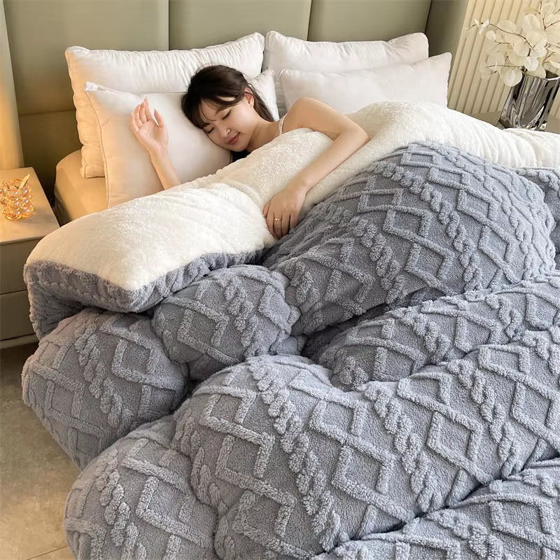 Super Thick Autumn Winter Warm Blanket for Bed Artificial Lamb Cashmere Weighted Blanket Soft Comfortable Warmth Quilt Comforter