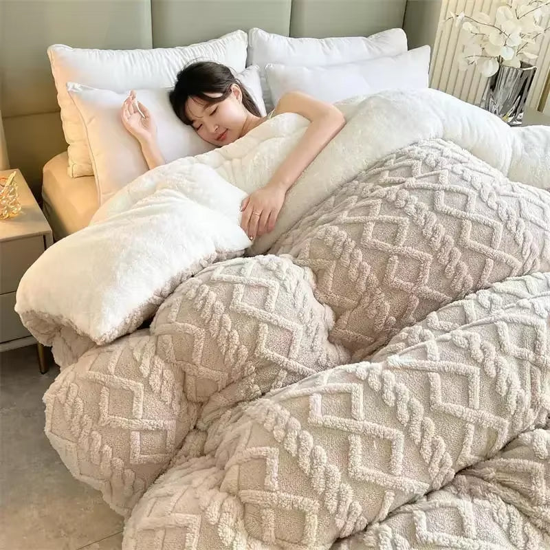 Super Thick Autumn Winter Warm Blanket for Bed Artificial Lamb Cashmere Weighted Blanket Soft Comfortable Warmth Quilt Comforter