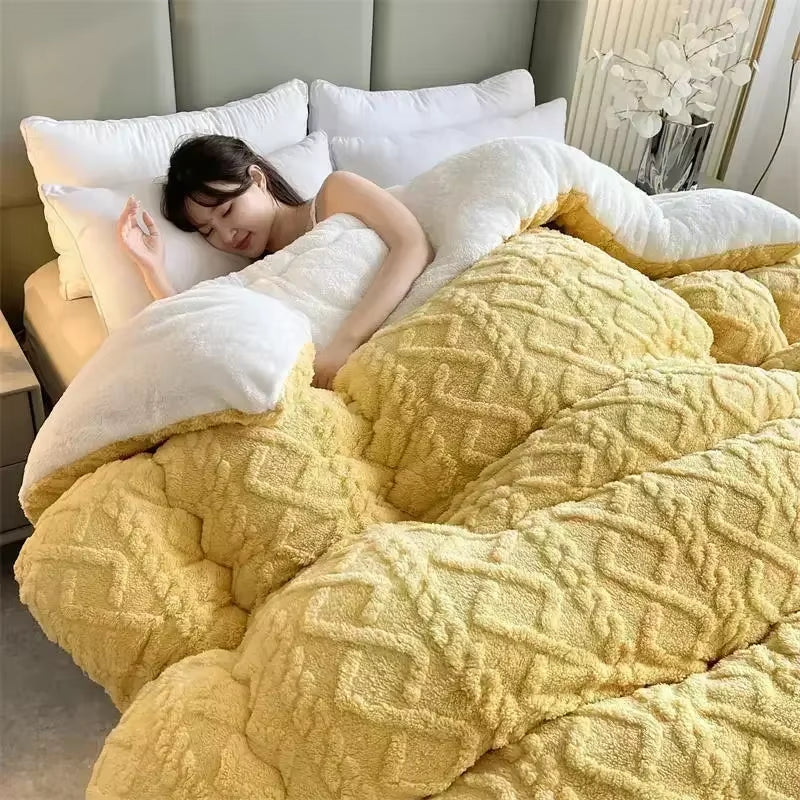 Super Thick Autumn Winter Warm Blanket for Bed Artificial Lamb Cashmere Weighted Blanket Soft Comfortable Warmth Quilt Comforter