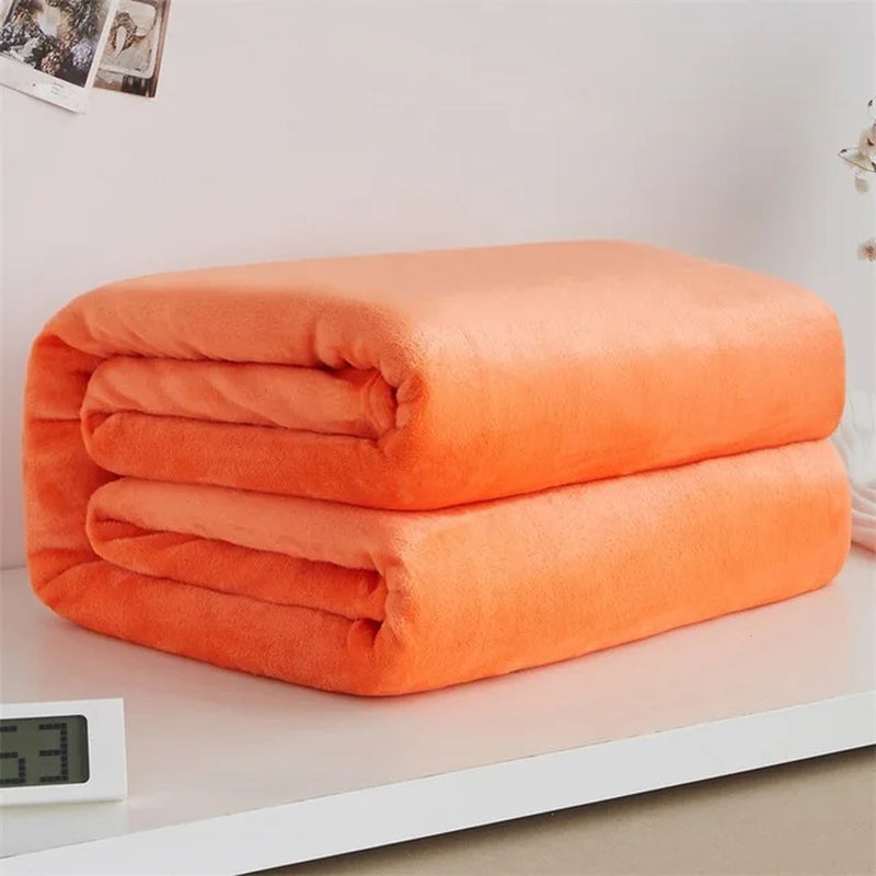 230Gsm Soft Coral Fleece Flannel Blankets Solid Thin Light Weght Sofa Cover Bedspread Faux Fur Plaid Blankets