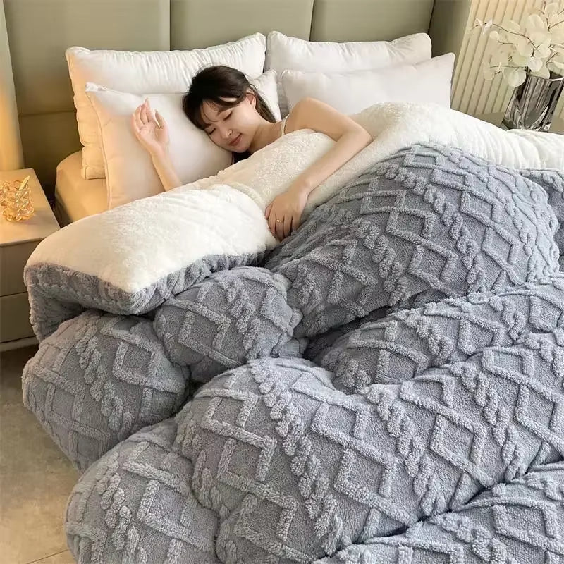 Super Thick Autumn Winter Warm Blanket for Bed Artificial Lamb Cashmere Weighted Blanket Soft Comfortable Warmth Quilt Comforter