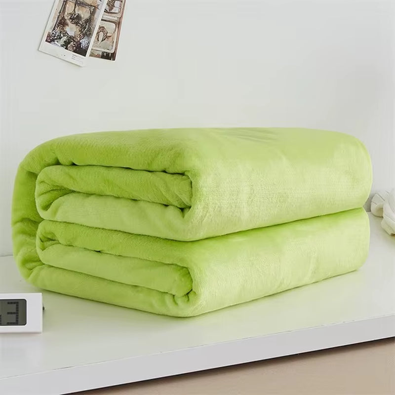 230Gsm Soft Coral Fleece Flannel Blankets Solid Thin Light Weght Sofa Cover Bedspread Faux Fur Plaid Blankets