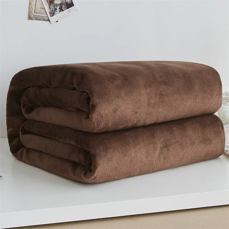 230Gsm Soft Coral Fleece Flannel Blankets Solid Thin Light Weght Sofa Cover Bedspread Faux Fur Plaid Blankets