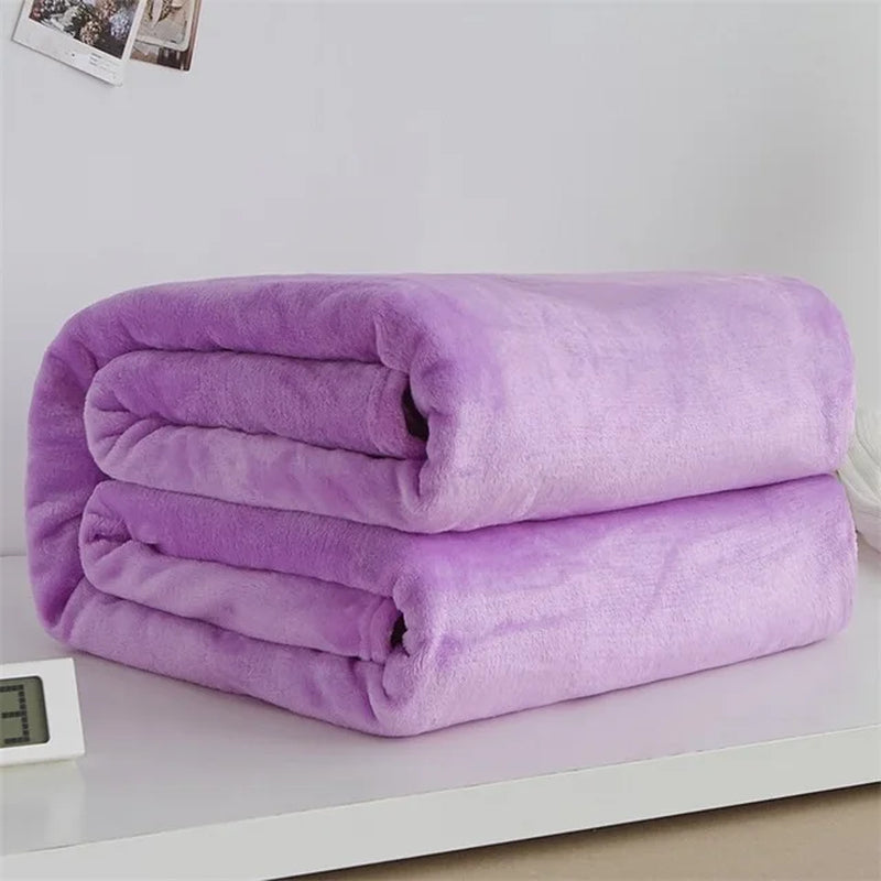 230Gsm Soft Coral Fleece Flannel Blankets Solid Thin Light Weght Sofa Cover Bedspread Faux Fur Plaid Blankets