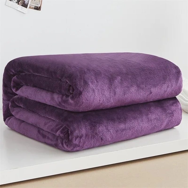230Gsm Soft Coral Fleece Flannel Blankets Solid Thin Light Weght Sofa Cover Bedspread Faux Fur Plaid Blankets