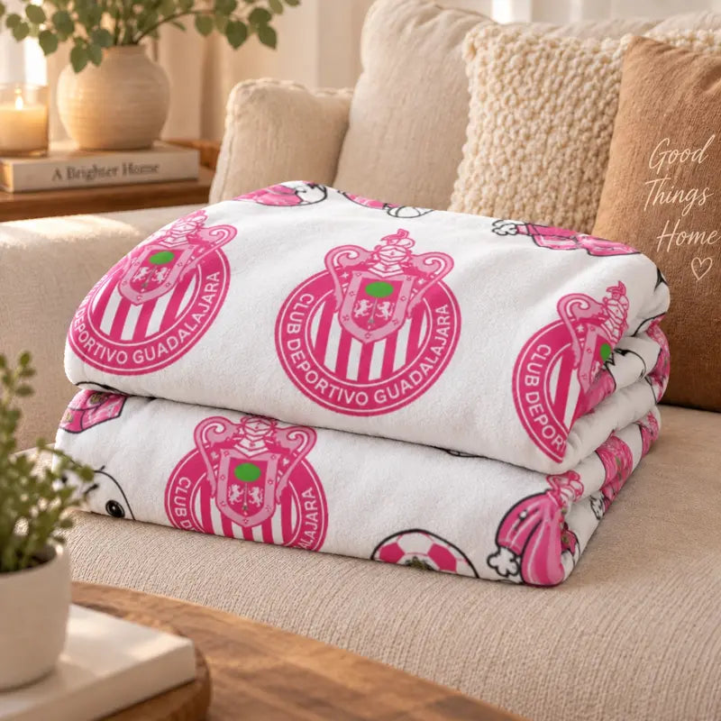 Mexican Football Club Crest Fleece Throw Blanket, Soft Cozy Soccer Fan Bedding Quilt, Red White Stripes Star Pattern Couch Lap Blanket, Match Day Room Decor Travel Warm Cover, Living Room Sofa Flannel Bed Spread, Sports Lover Gift