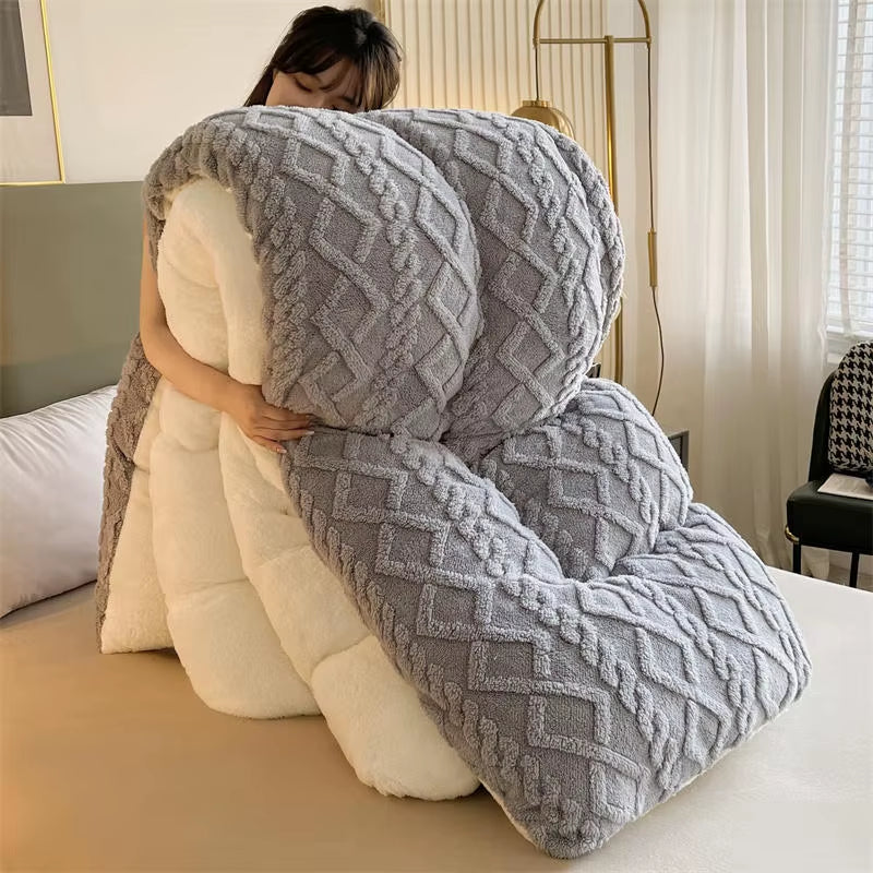 Super Thick Autumn Winter Warm Blanket for Bed Artificial Lamb Cashmere Weighted Blanket Soft Comfortable Warmth Quilt Comforter