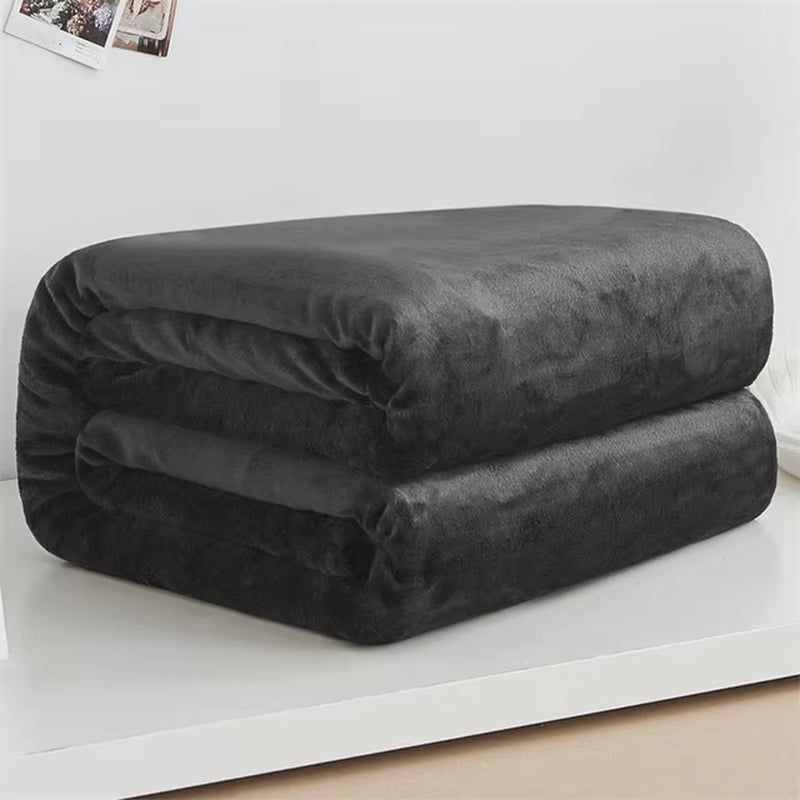 230Gsm Soft Coral Fleece Flannel Blankets Solid Thin Light Weght Sofa Cover Bedspread Faux Fur Plaid Blankets