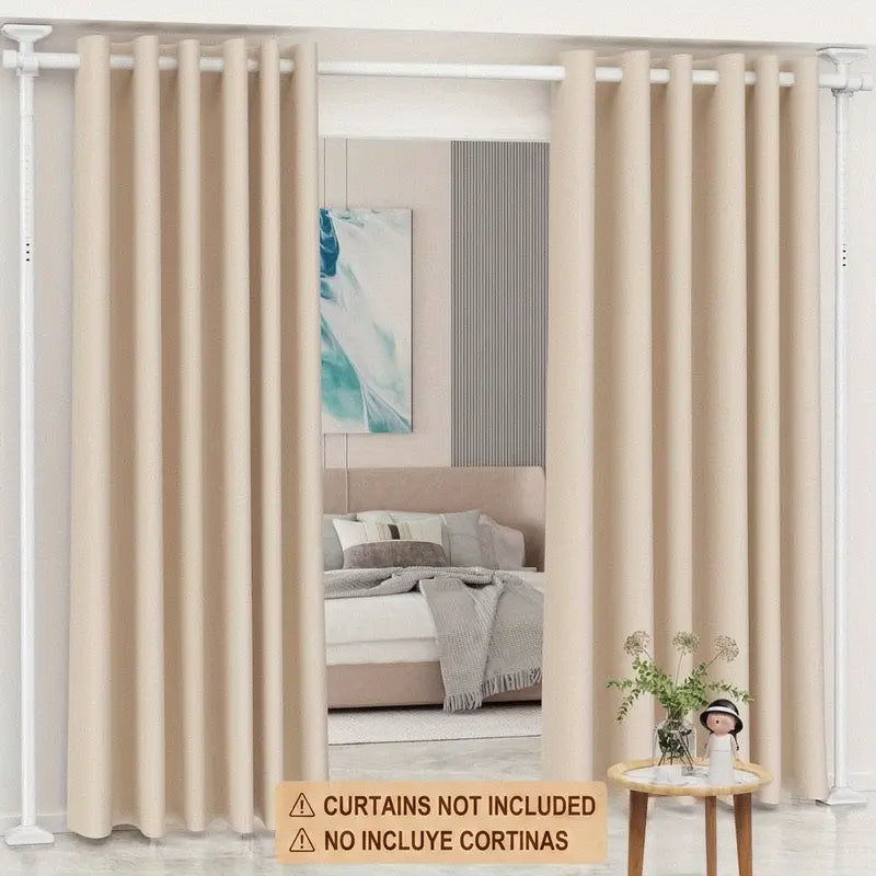 Adjustable Bedroom Partition Rod(Curtains NOT Included) - Heavy-Duty Room Divider Curtain Rod for 4-10 Ft High and 28-70 in Wide Spaces - No Drill Freestanding Separator Freestanding Tension Curtain Stand